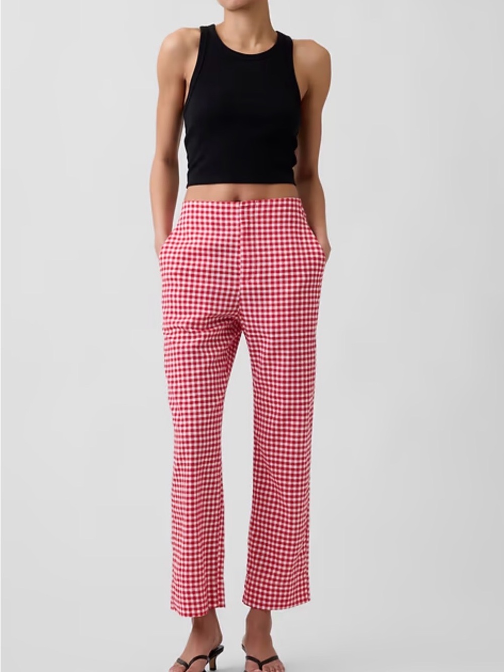 Gap Factory High Rise Linen-Blend Straight Crop Pants